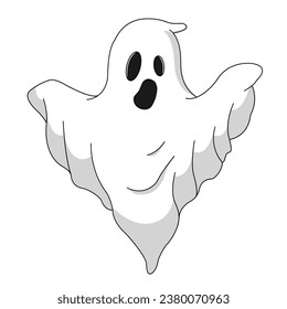 White spooky Halloween ghost vector illustration detailed with transparent background isolated