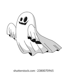 White spooky Halloween ghost vector illustration detailed with transparent background isolated