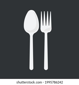 White spoon and fork icon
