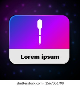 White Spoon icon isolated on black background. Cooking utensil. Cutlery sign. Rectangle color button. Vector Illustration
