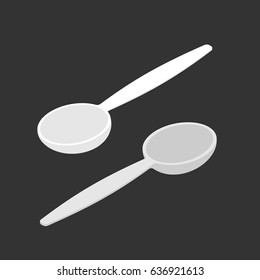 White Spoon isolated isometry. Cutlery on white background