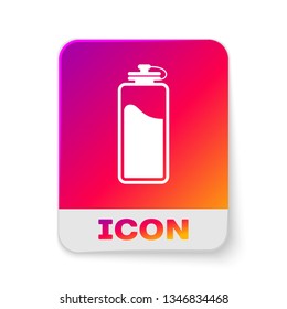 White Sport bottle with water icon isolated on white background. Rectangle color button. Vector Illustration