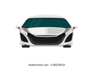 White sport car flat isolated on white. transportation object concept vector for your design work, presentation, website or others.