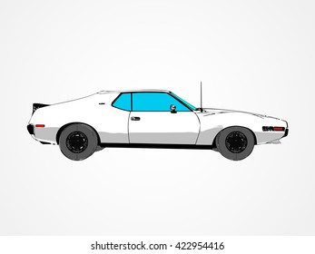 White Sport Car on White Background