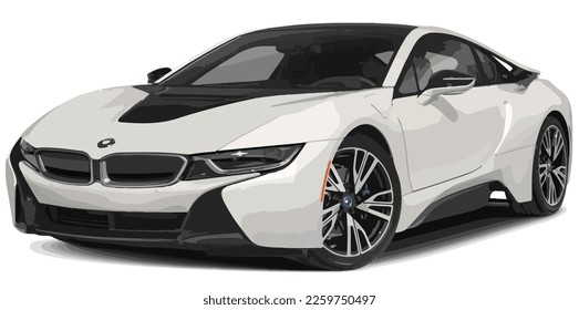white sport coupe car style sporty hybrid power engine super art design vector template illustration element