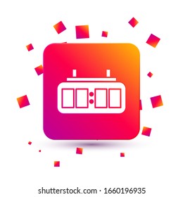 White Sport hockey mechanical scoreboard and result display icon isolated on white background. Square color button. Vector Illustration