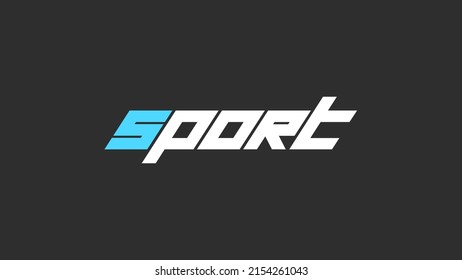 White sport lettering on a black background