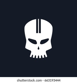White Sport Moto Speed Skull Isolated, Silhouette Skull on Black Background , Death's-head, Black and White Vector Illustration 