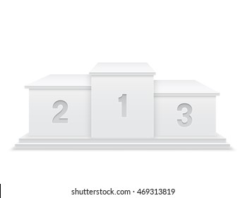 White sport podium of winners isolated on white background