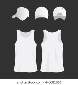 white sport top and cap vector set