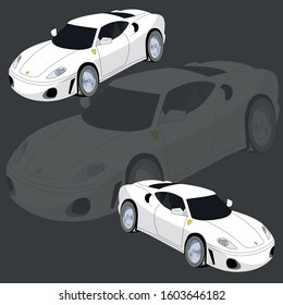 white sports car on a dark background
