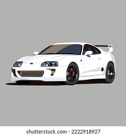 white sports car vector design, gray background