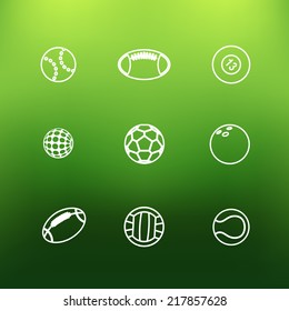 White sports icons clip-art on color background. Design elements