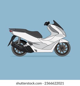 White sports motorbike. Scooters Matic Motor. City Bike Vector Design