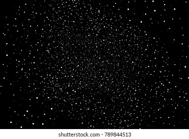 White spot splash vector illustration template. Star dust distress scatter galaxy on black abstract Background