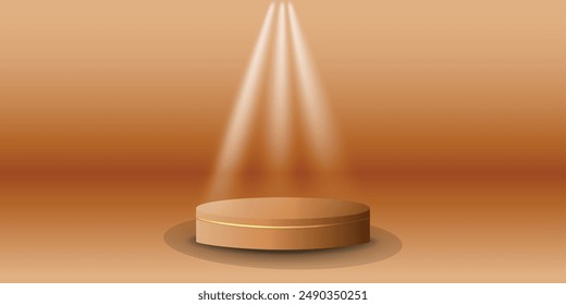 White spotlights podium display with background the same color as the podium. Modern studio, wall scene fashion, stage podium scene with for Award Ceremony. 3D rendering.