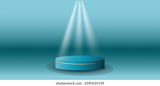 White spotlights podium display with background the same color as the podium. Modern studio, wall scene fashion, stage podium scene with for Award Ceremony. 3D rendering.