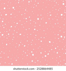 White spots different sizes on pink background, seamless pattern.