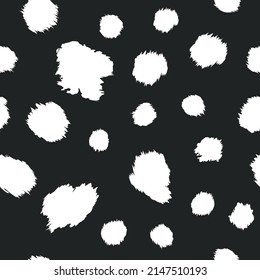 White spots on black background seamless pattern. 