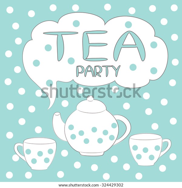 White Spotted Blue Spots Tea Pot Stock Vector (Royalty Free) 324429302