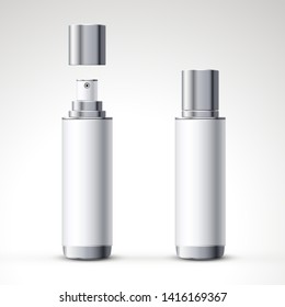 White spray bottle package design set in 3d illustration