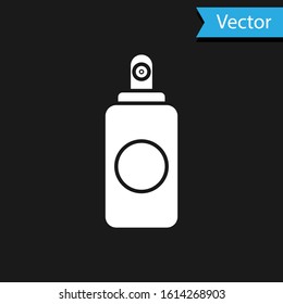 White Spray can for air freshener, hairspray, deodorant, antiperspirant icon isolated on black background.  Vector Illustration