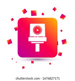 White Spray can nozzle cap icon isolated on white background. Square color button. Vector Illustration