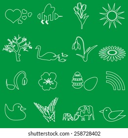 white spring outline vector icons set eps10