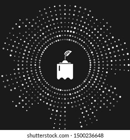 White Sprout in bottle icon isolated on grey background. Seed and seedling. Leaves sign. Leaf nature. Abstract circle random dots. Vector Illustration