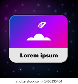 White Sprout icon isolated on black background. Seed and seedling. Leaves sign. Leaf nature. Rectangle color button. Vector Illustration