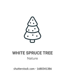 White spruce tree outline vector icon. Thin line black white spruce tree icon, flat vector simple element illustration from editable nature concept isolated stroke on white background