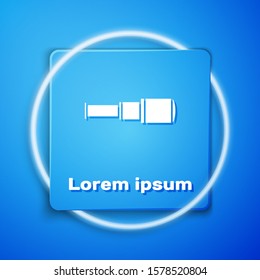 White Spyglass telescope lens icon isolated on blue background. Sailor spyglass. Blue square button. Vector Illustration