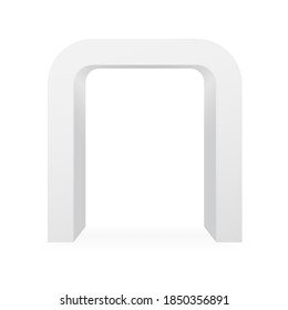 White square arch for sport event or interior and web design. Template realistic arc element for advertising. Front vector illustration