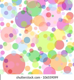 White square background with multicoloured bubbles