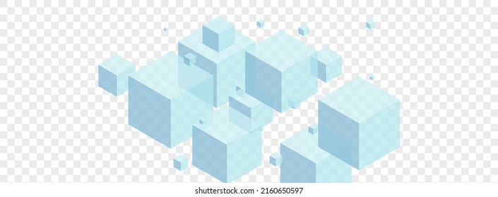 White Square Background Transparent Vector. Box Cardboard Illustration. Blue Polygon Brick Texture. Model Card. Monochrome Light Geometric.
