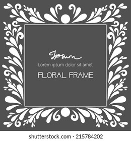 White square banner. Frame composed of floral elements. For card, invitation, certificate or other.