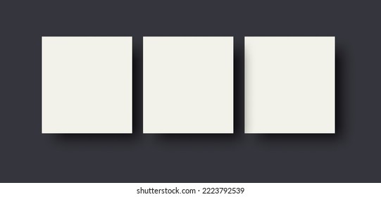 White square banners with shadow on a dark background.