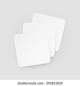 White Square Blank Beer Coasters Vector Isolated Illustration