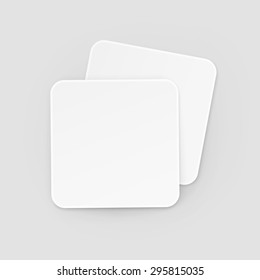 White Square Blank Beer Coasters Vector Isolated Illustration