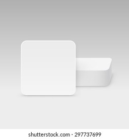 White Square Blank Beer Coasters Vector Isolated Illustration