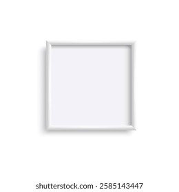 White square blank frame isolated on white background. 3d vector mockup