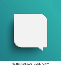 White square blank speech bubble isolated on green background. Thinking symbol with blank space for text, quote, message. Minimal social banners, price tags, stickers, posters, badges.