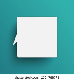 White square blank speech bubble isolated on green background. Thinking symbol with blank space for text, quote, message. Minimal social banners, price tags, stickers, posters, badges.