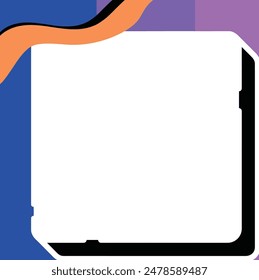 White square with blue background, orange wave design. Suitable for modern, abstract backgrounds, banners, digital advertisements, and web graphics.