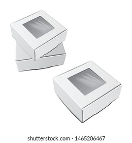 White Square Boxes. Vector Realistic Cardboard package set for software, electronic device or gift pack for your design