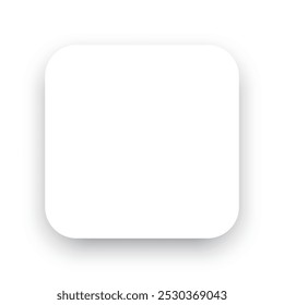 White square button with rounded corners. Flat and minimal design. Subtle drop shadow for depth.