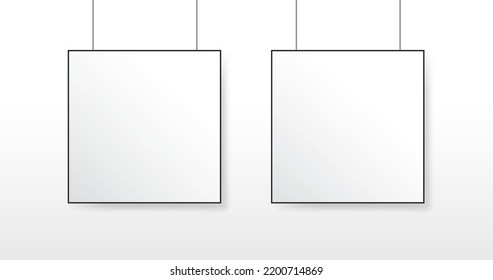 White Square Canvas Hanging Showcase Mockup Brand Identity Promotion Template