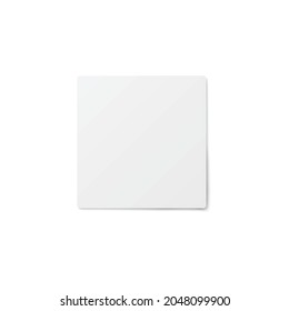 White square coaster mockup - blank realistic protection pad for table with drinks isolated on white background. Vector illustration of cardboard paper mat.