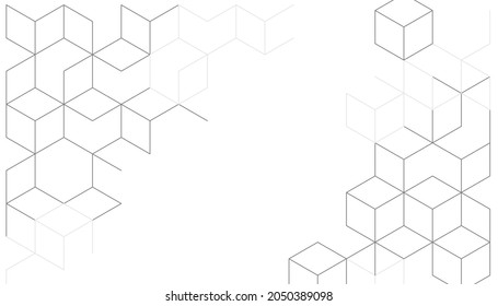 white square cube abstract line illustration vector background