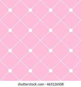 White Square Diamond Grid Light Pink Background. Classic Minimal Pattern Texture Background. Vector Illustration